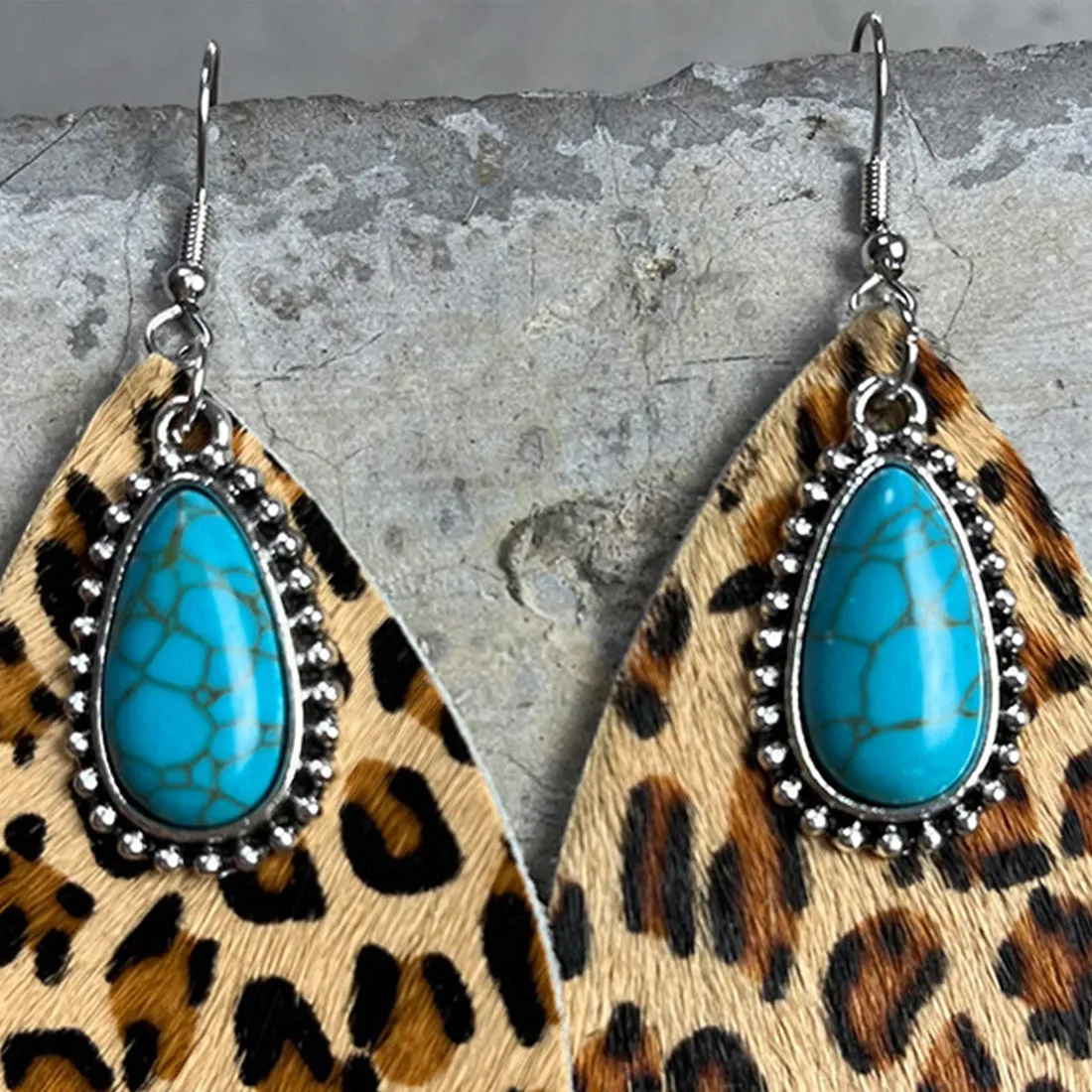 Artificial Turquoise Teardrop Earrings