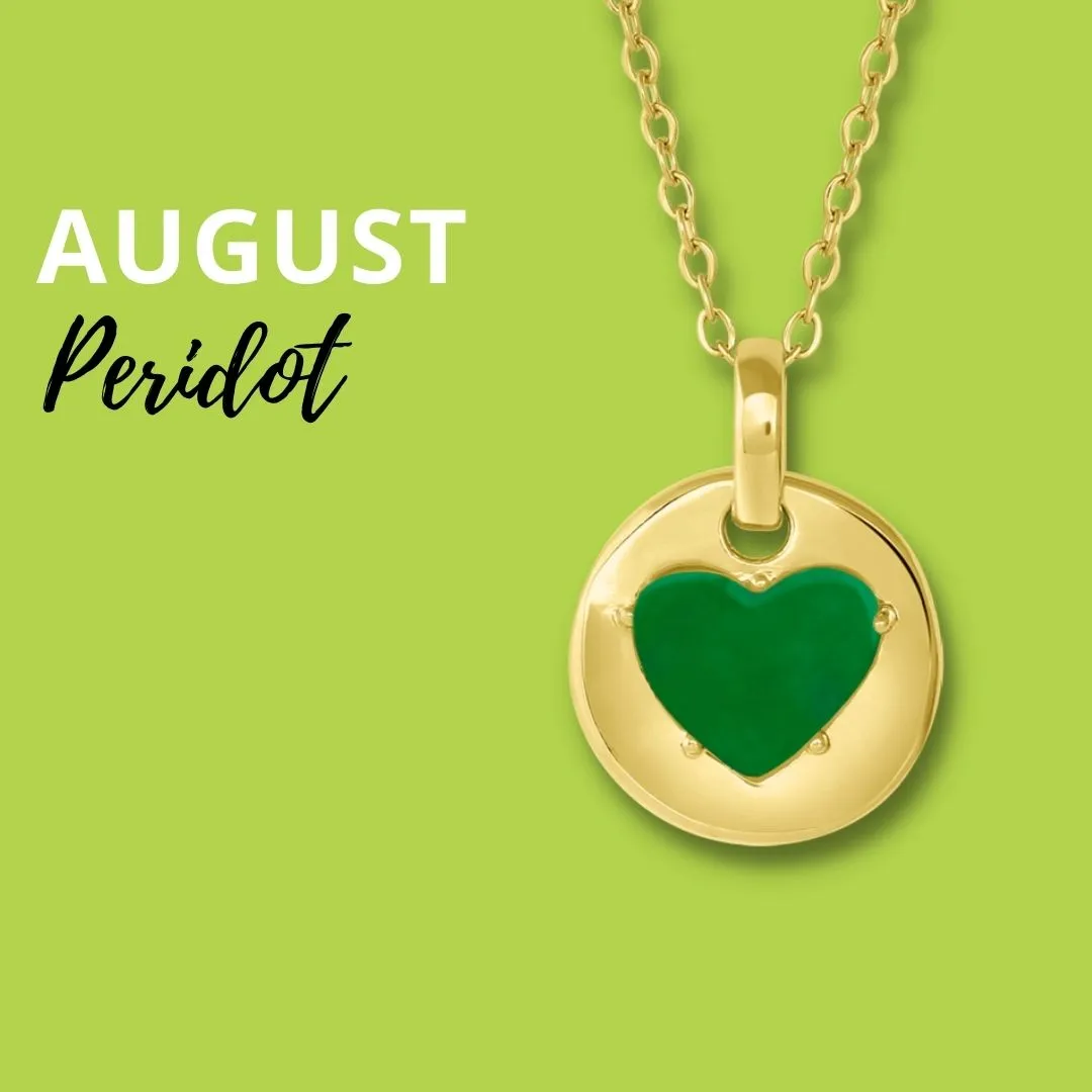 AUGUST Birthstone Gold Jane Necklace in Peridot