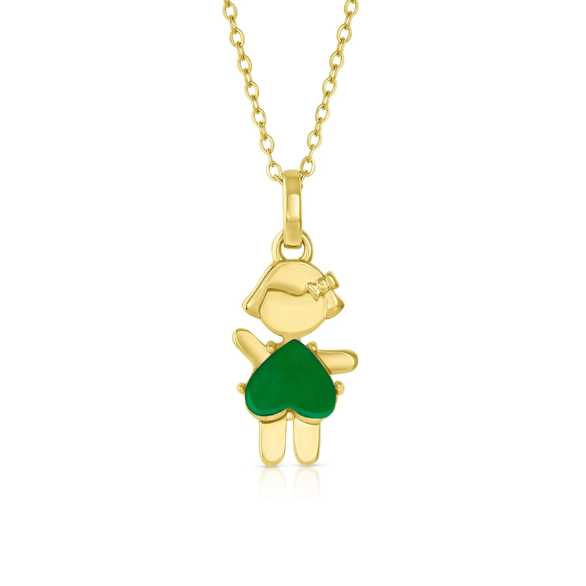 AUGUST Birthstone Gold Little Girl Necklace in Peridot