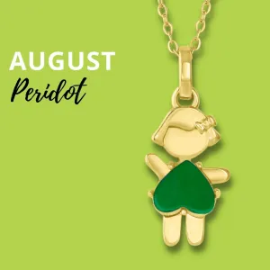 AUGUST Birthstone Gold Little Girl Necklace in Peridot