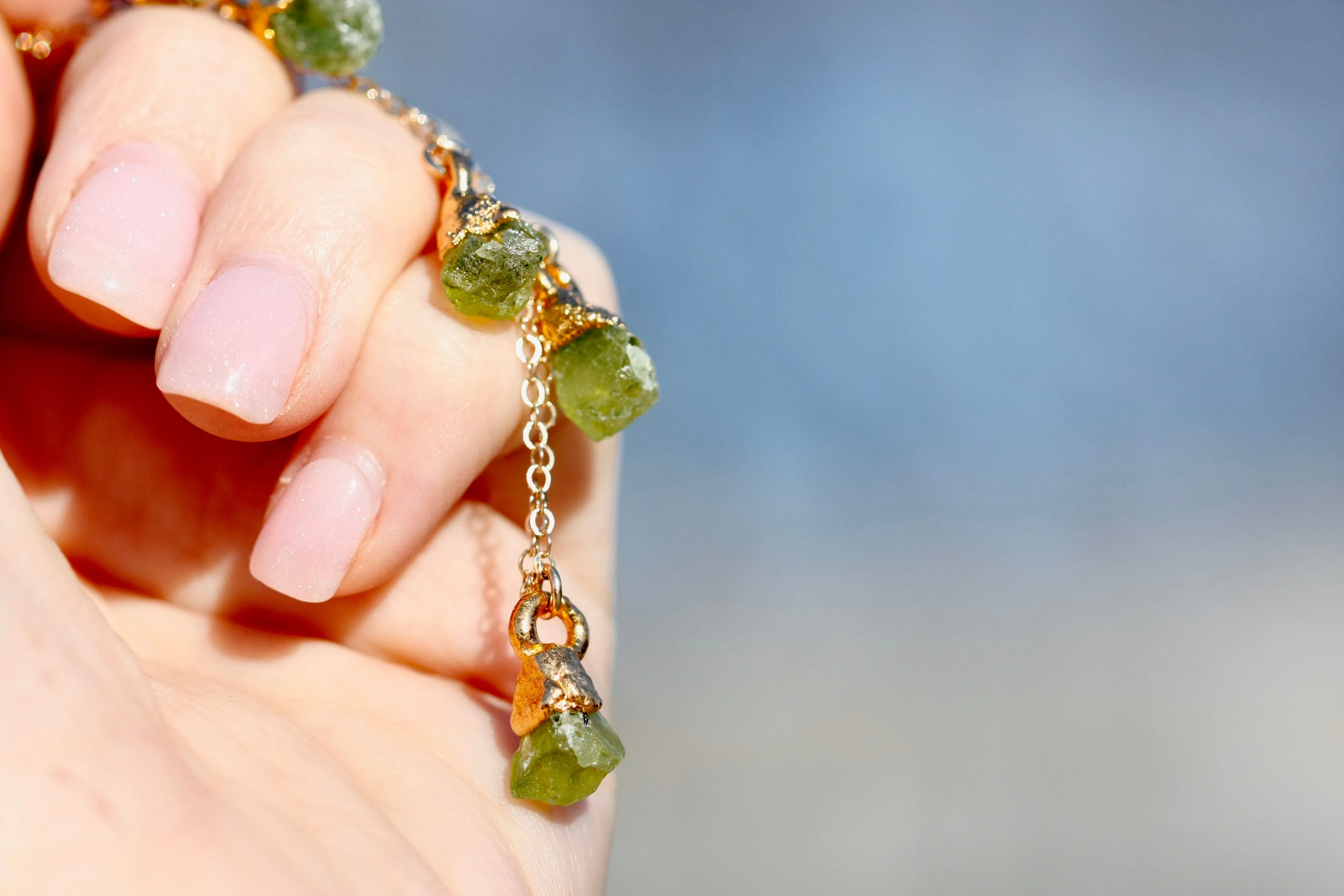 August Raindrops Necklace · Peridot