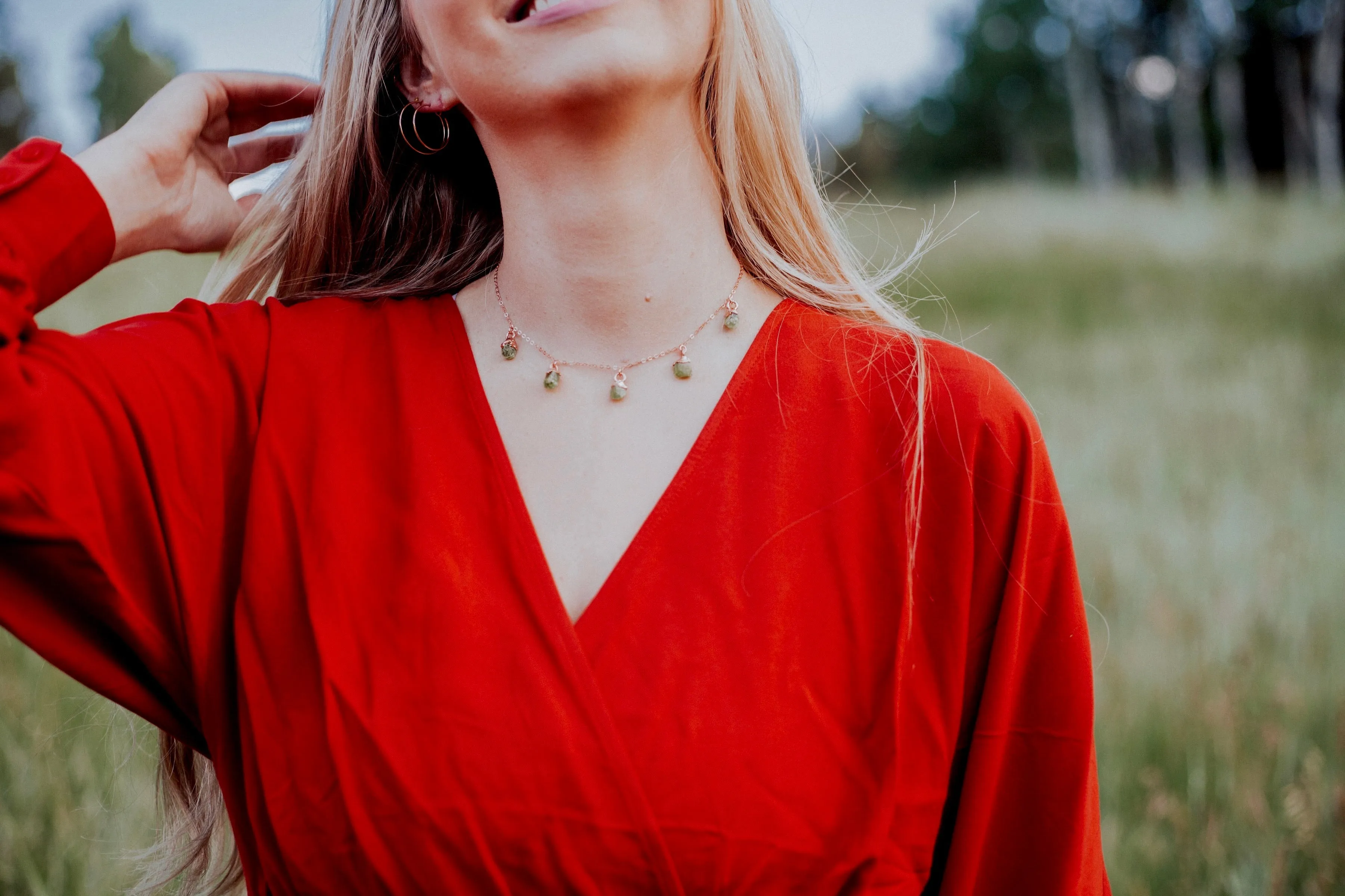 August Raindrops Necklace · Peridot