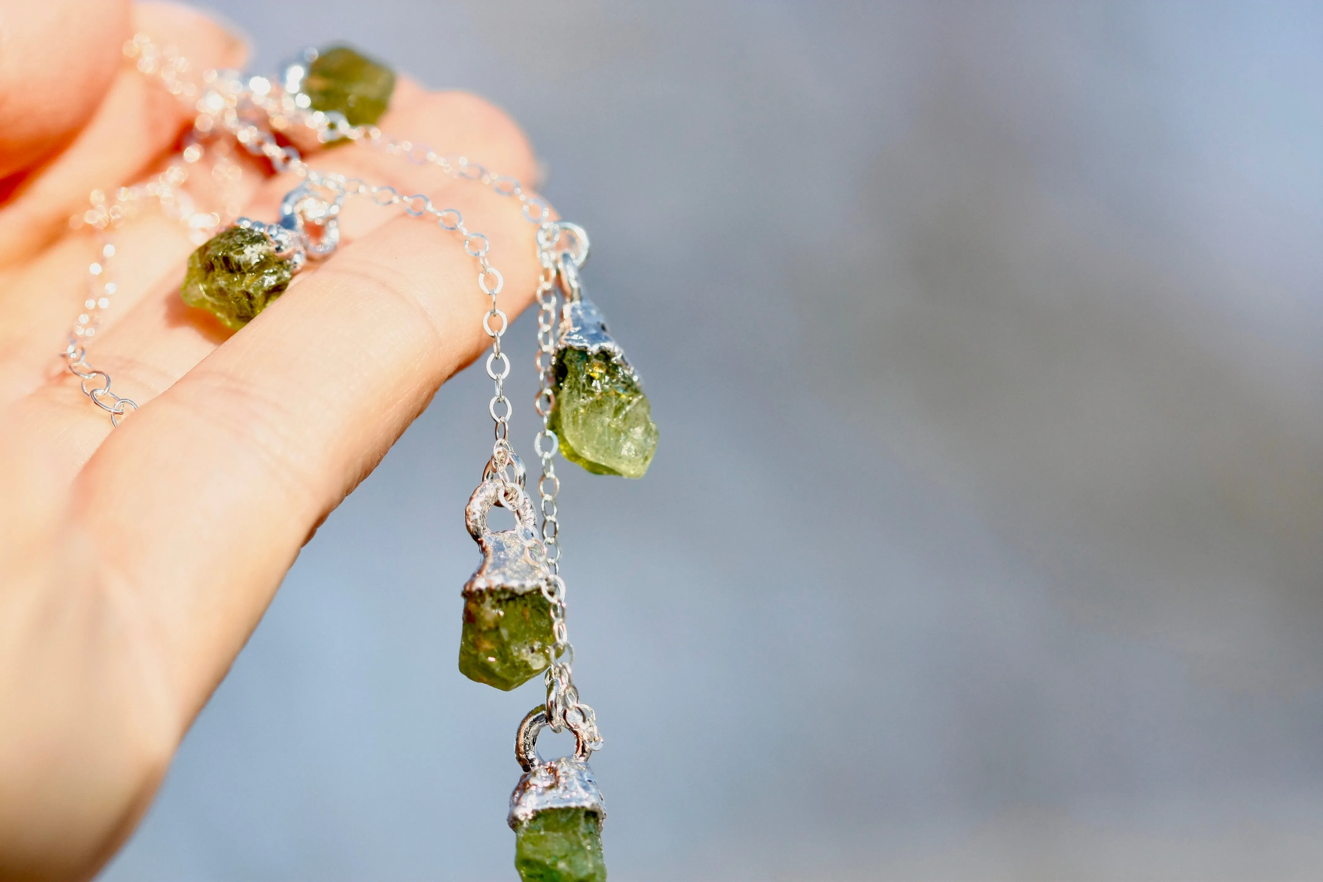 August Raindrops Necklace · Peridot