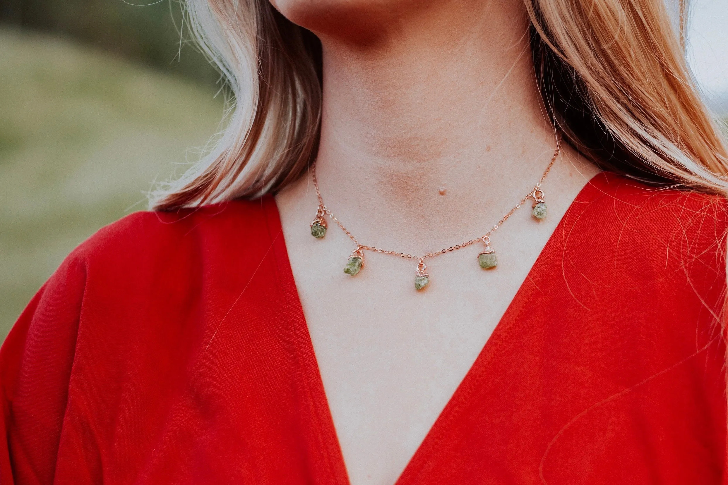 August Raindrops Necklace · Peridot