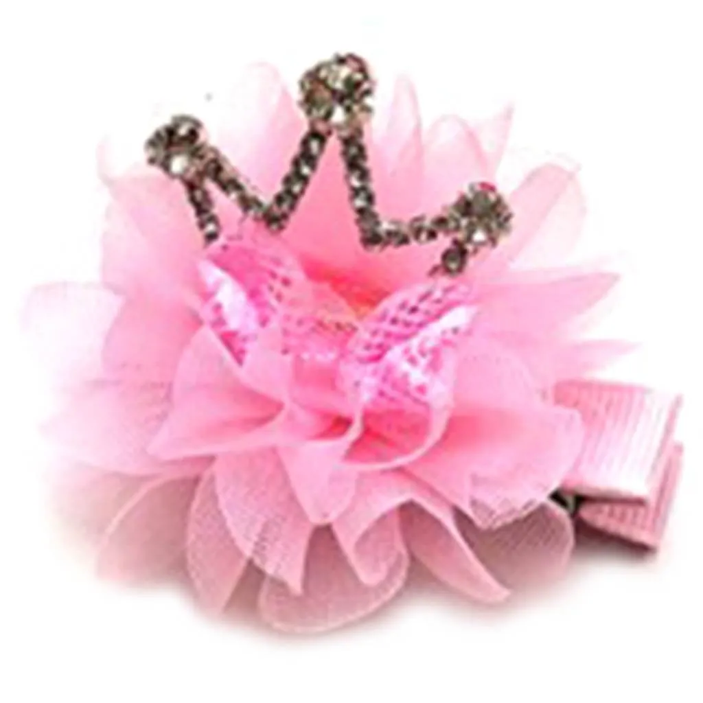 Baby Crystal Tiara Chiffon Clip