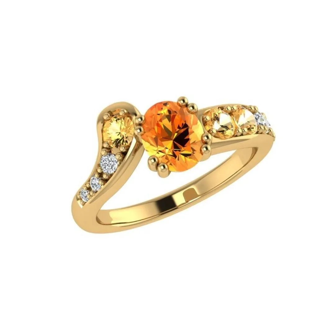 Birthstone Engagement Ring 18K Gold 0.30ct.wt Diamonds