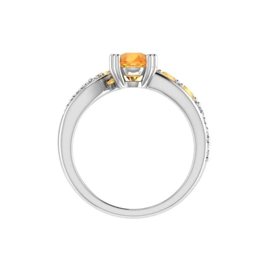 Birthstone Engagement Ring 18K Gold 0.30ct.wt Diamonds