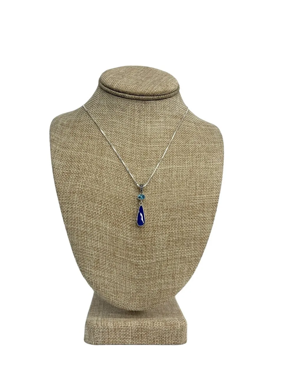 Blue Topaz And Lapis Necklace Sterling Silver