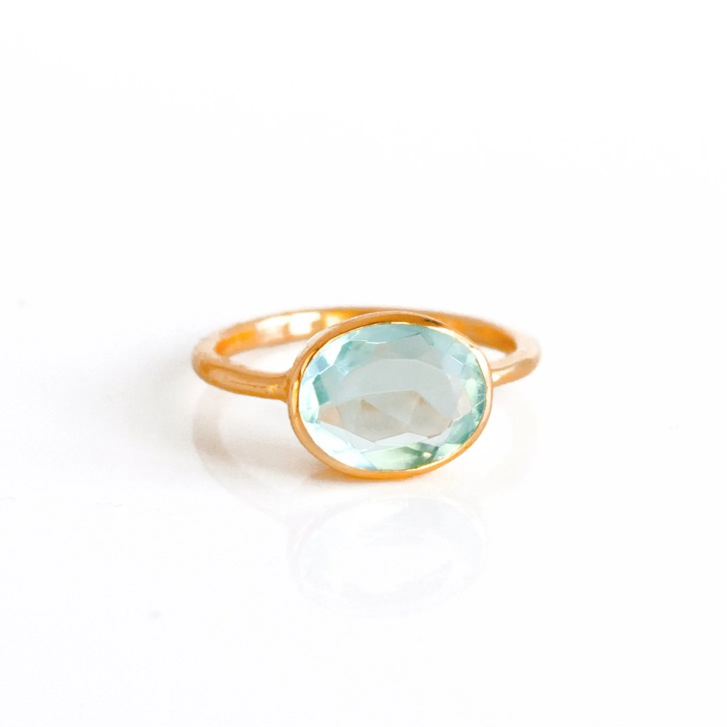 Blue Topaz Oval Bezel Ring : December Birthstone