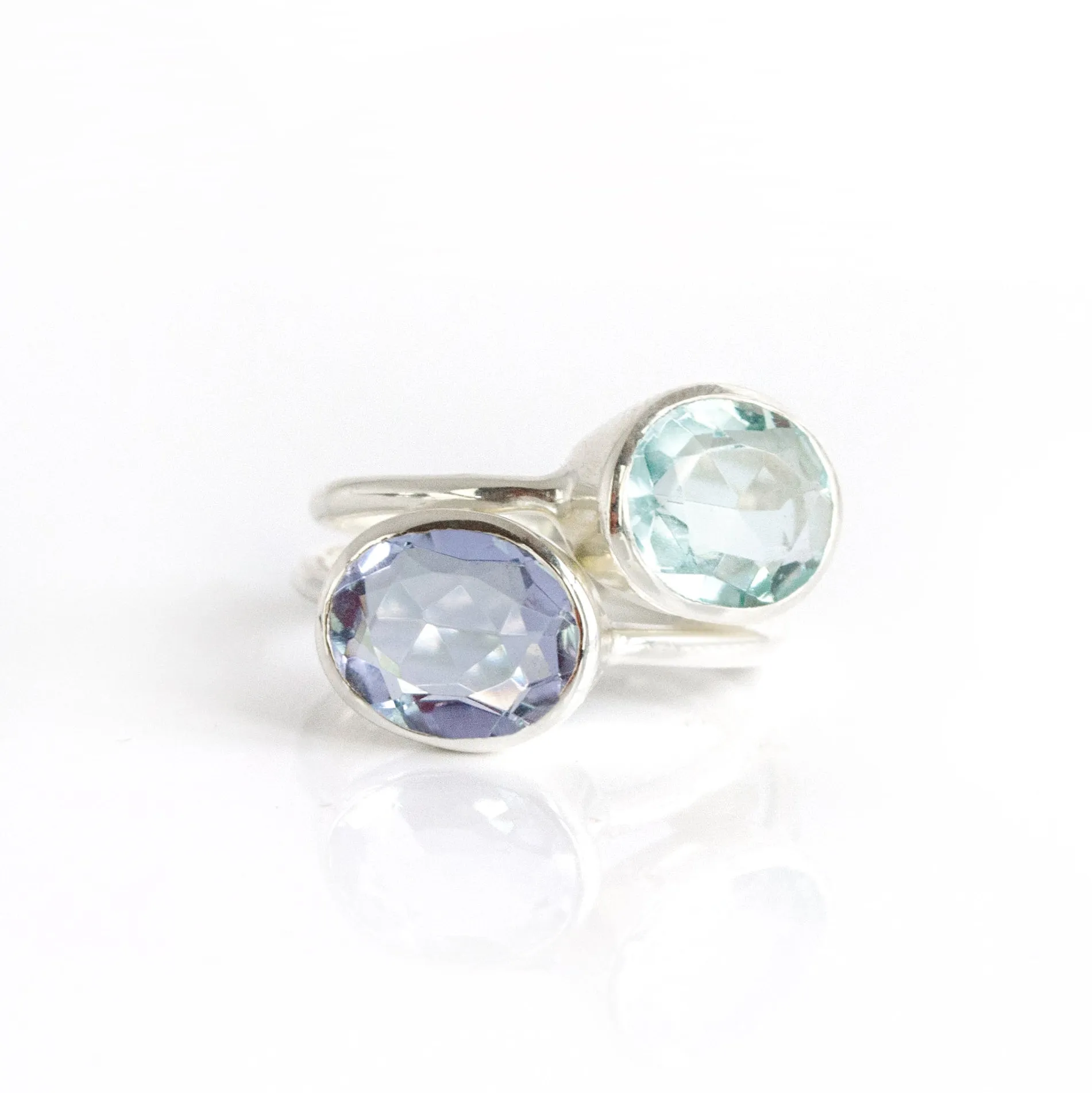 Blue Topaz Oval Bezel Ring : December Birthstone