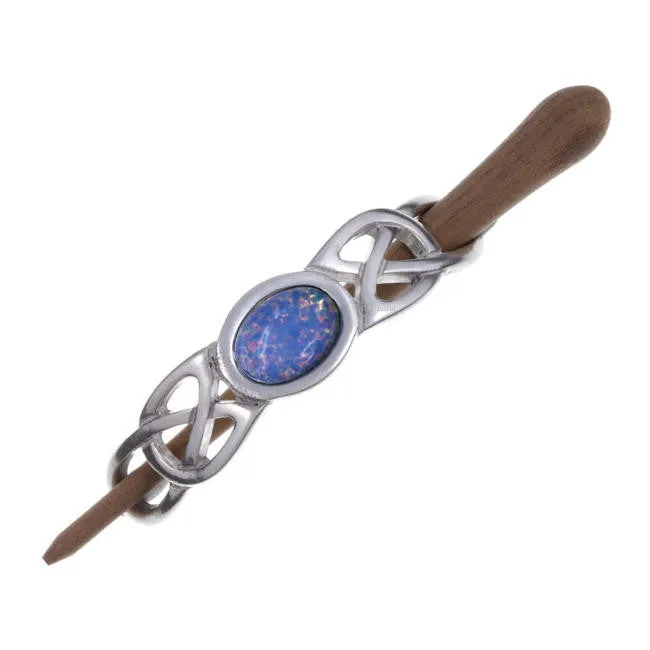 Celtic Knot Cabochon Gemstone Hair Slide In Rosewood & Pewter