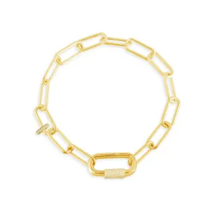 Chain Bracelet With Sliding Ring - Yellow Silver