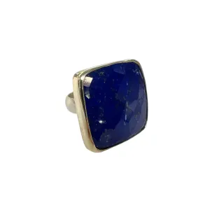 Checkerboard Facets Lapis Ring