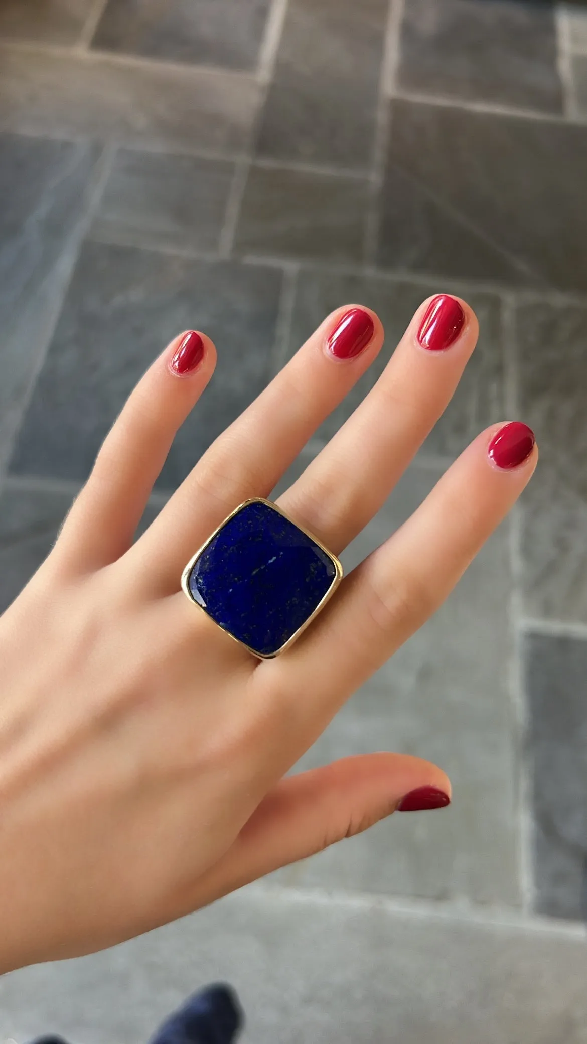 Checkerboard Facets Lapis Ring