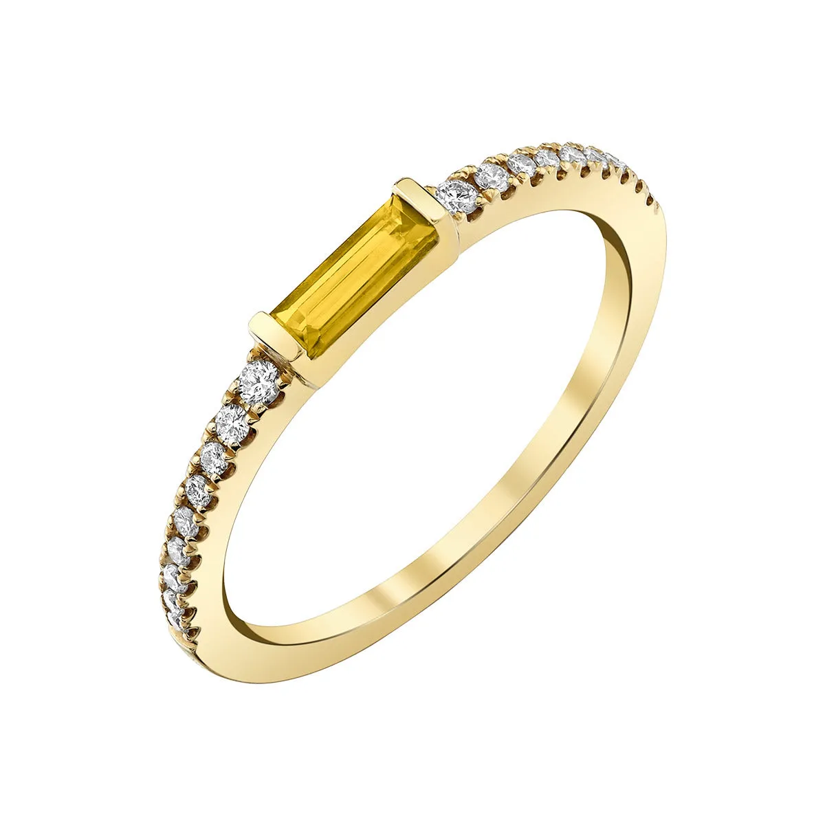 Citrine 14K Yellow Gold Ring with Diamonds