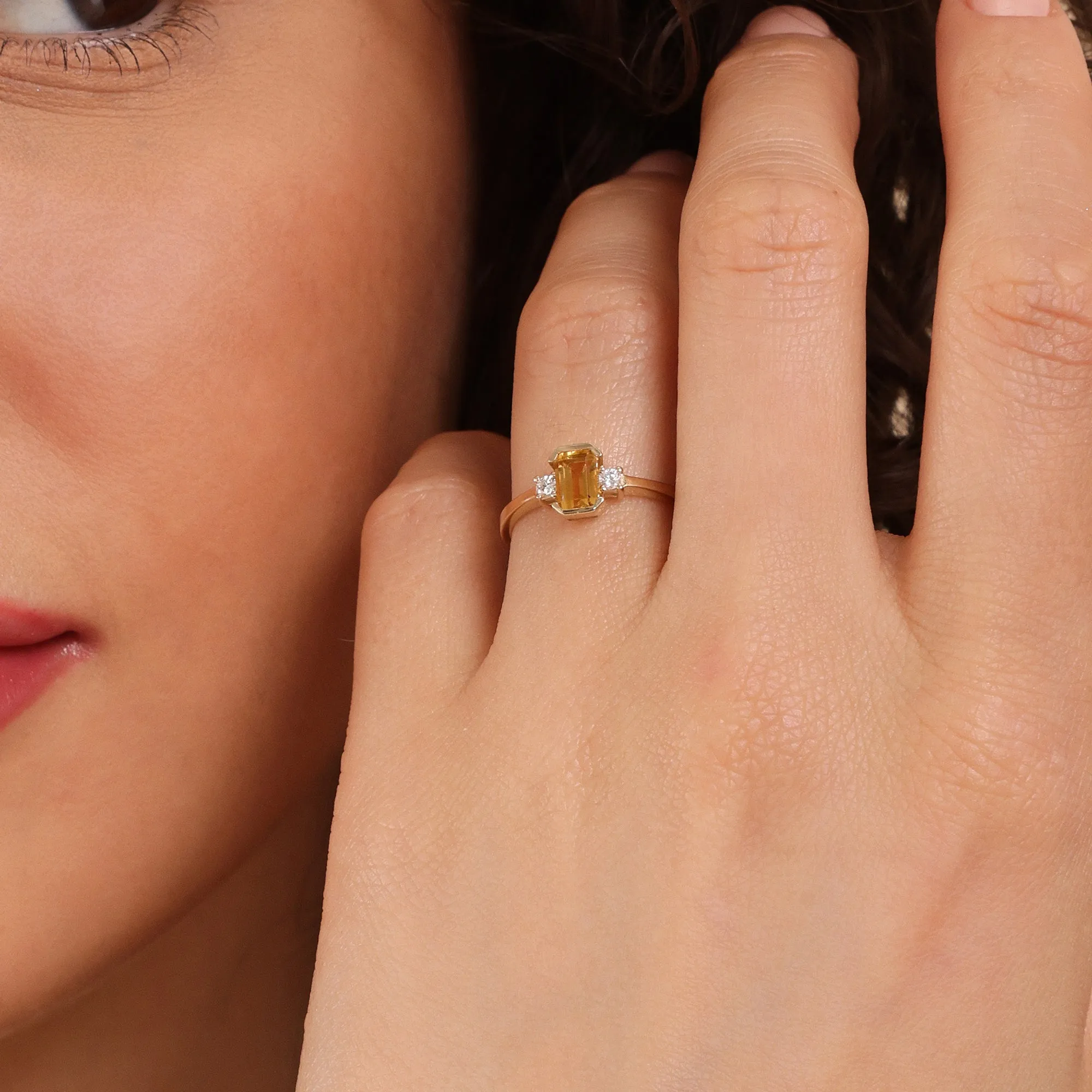 Citrine Diamond Engagement Ring, Marigold