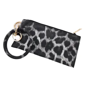 CL-8848 Wristlet Clutch Large Black Leopard