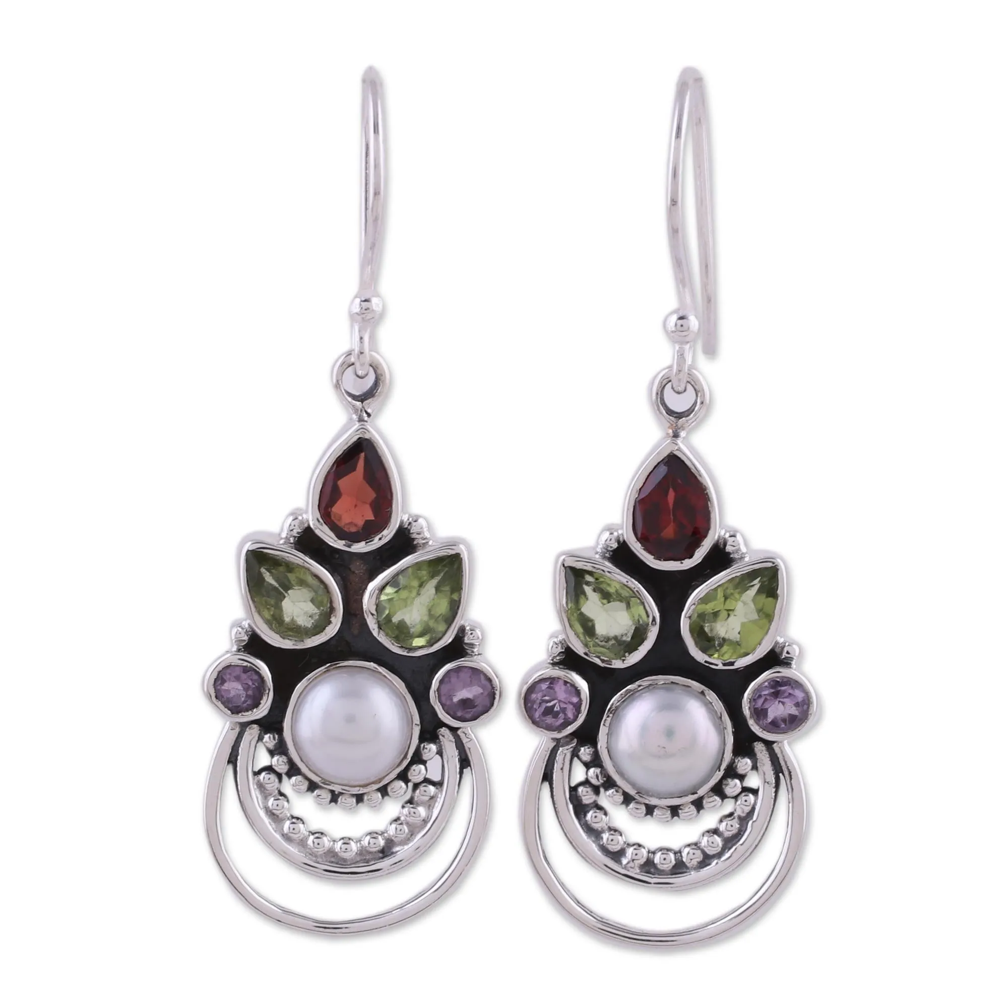 Crowned Glory Multi-Gem & Pearl Earrings