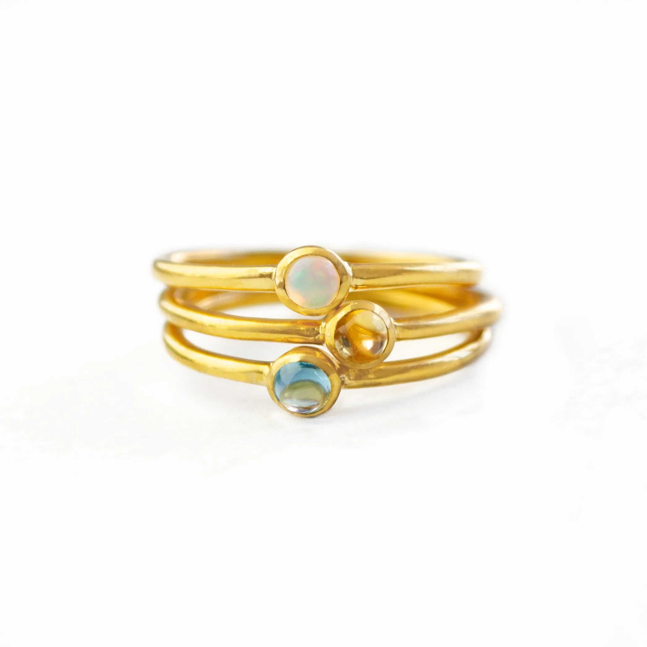 Dainty Stackable Citrine Cabochon Ring : November Birthstone