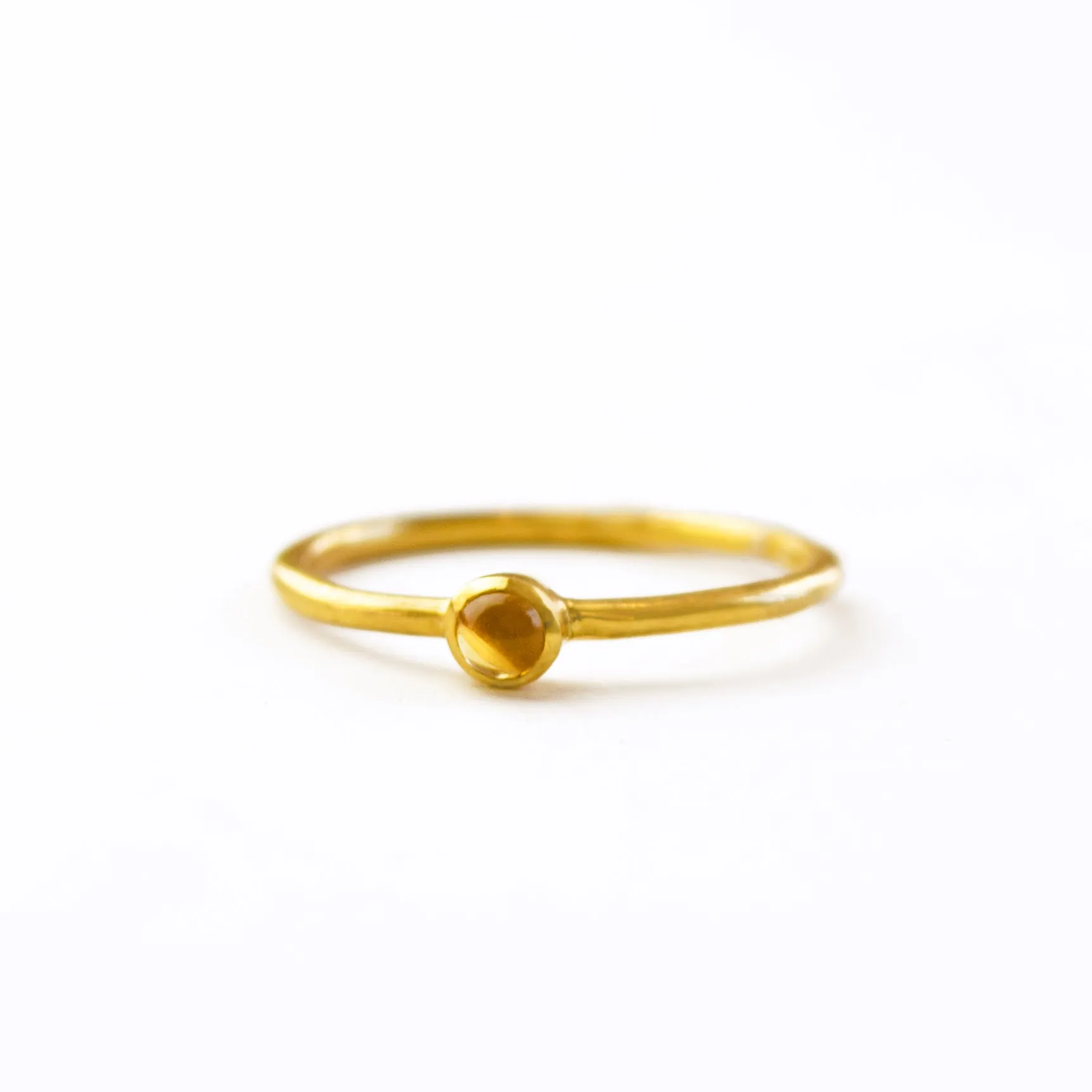 Dainty Stackable Citrine Cabochon Ring : November Birthstone