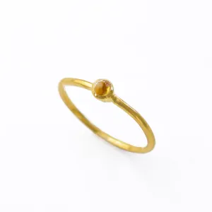 Dainty Stackable Citrine Cabochon Ring : November Birthstone