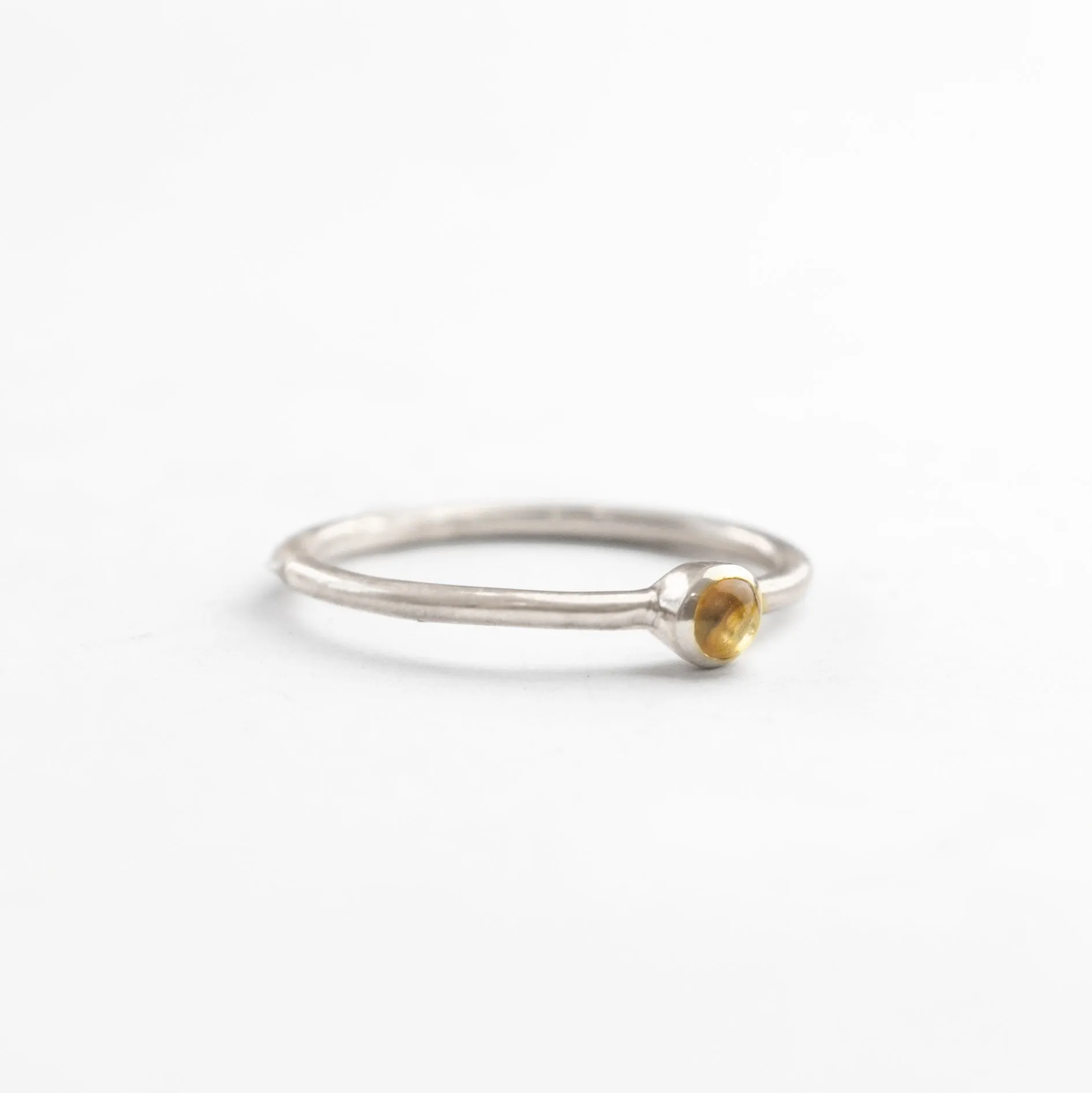 Dainty Stackable Citrine Cabochon Ring : November Birthstone