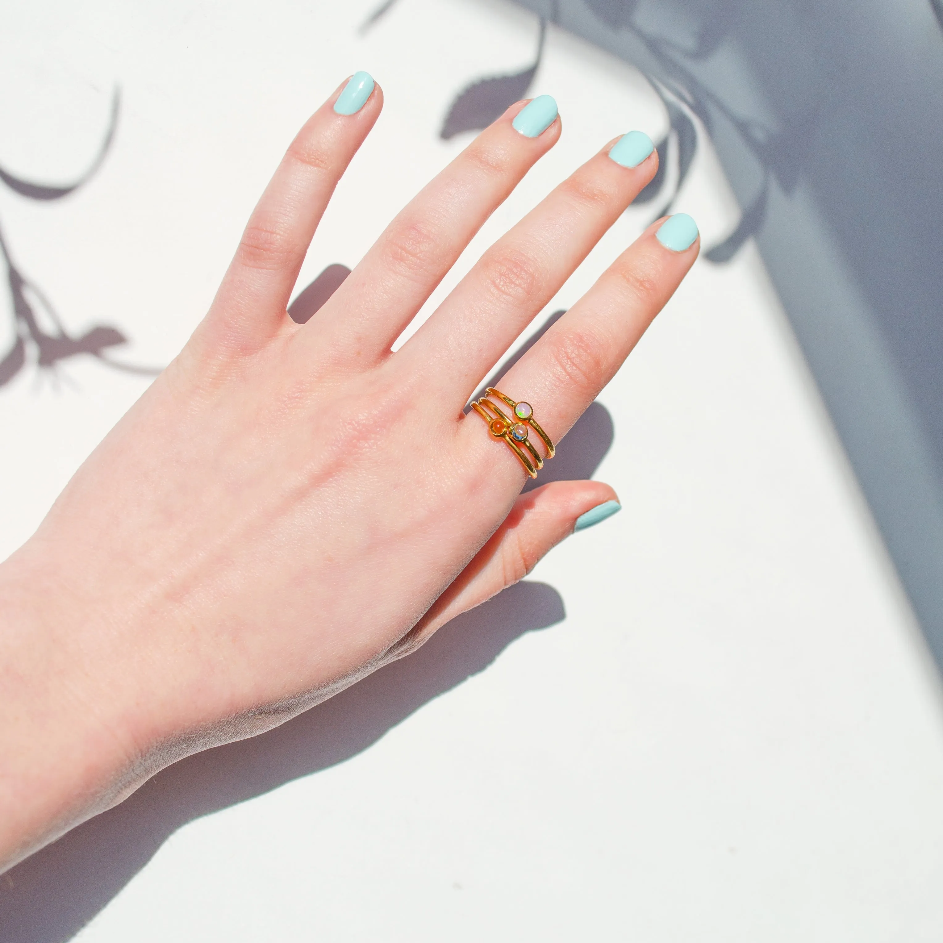 Dainty Stackable Citrine Cabochon Ring : November Birthstone