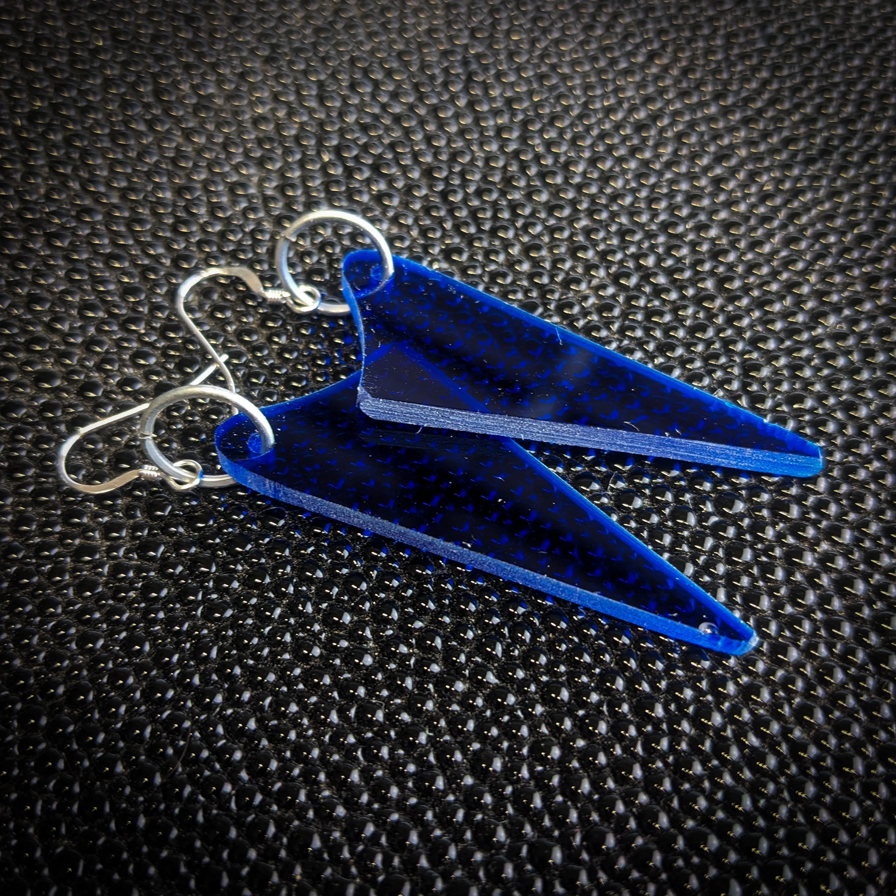 Dark Blue Swoop Dangle Earrings