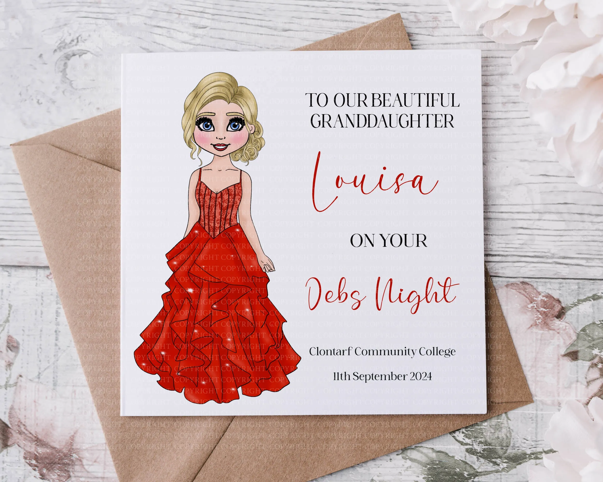 Debs Card  - Tulle Dress Design