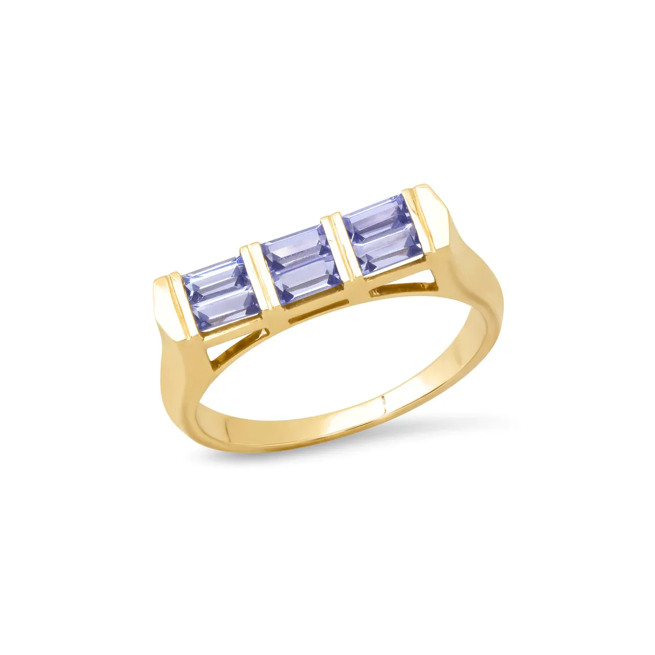 Double Baguette Gemstone Stacking Ring