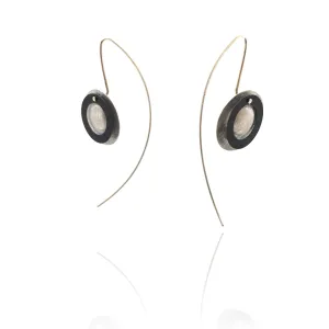 Double Circle Earrings - Silver and Black