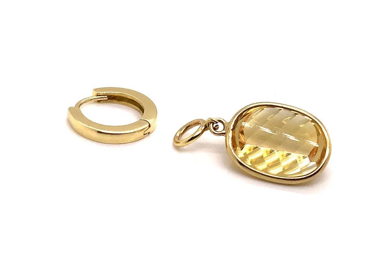 Earrings 18kt Gold Detachable Citrine Drop