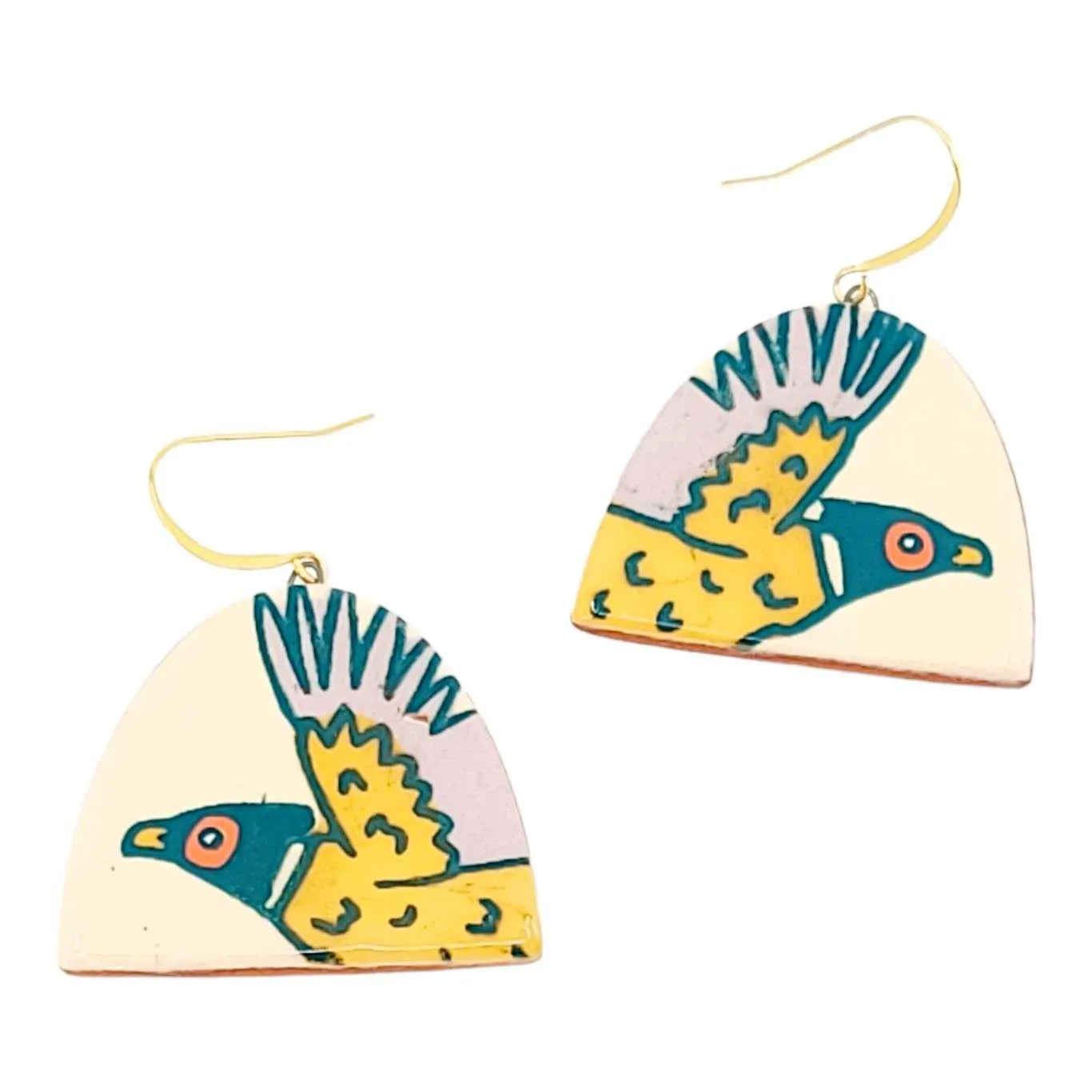 Earrings - Pheasant Dangles by Catie Miller Ceramics