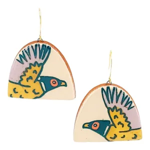 Earrings - Pheasant Dangles by Catie Miller Ceramics