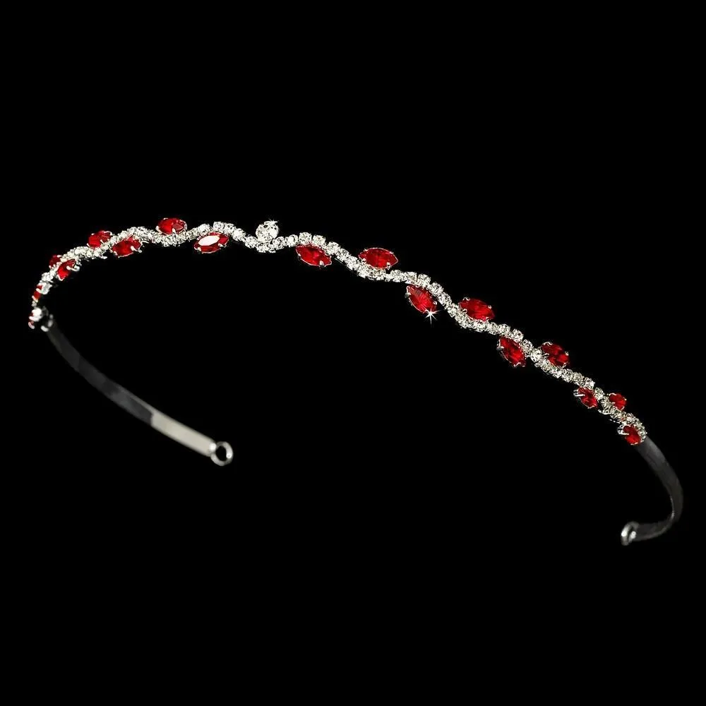 Elegant Light Red Crystal Tiara Headband