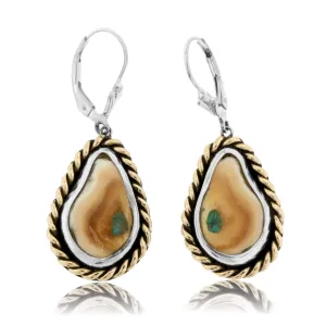 Elk Ivory Braided Earrings with Turquoise Inlay