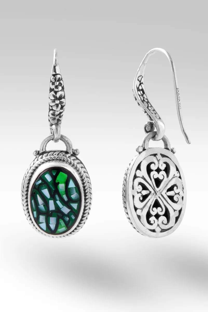 Everlasting Presence Earrings™ in Green Leaf Mother of Pearl Mosaic