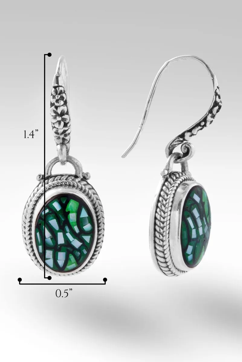 Everlasting Presence Earrings™ in Green Leaf Mother of Pearl Mosaic