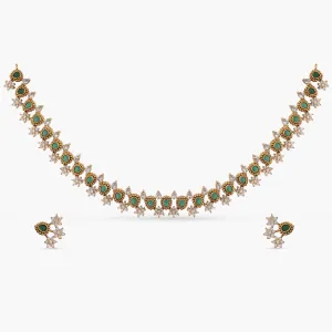 Floral Bloom Antique CZ Necklace Set