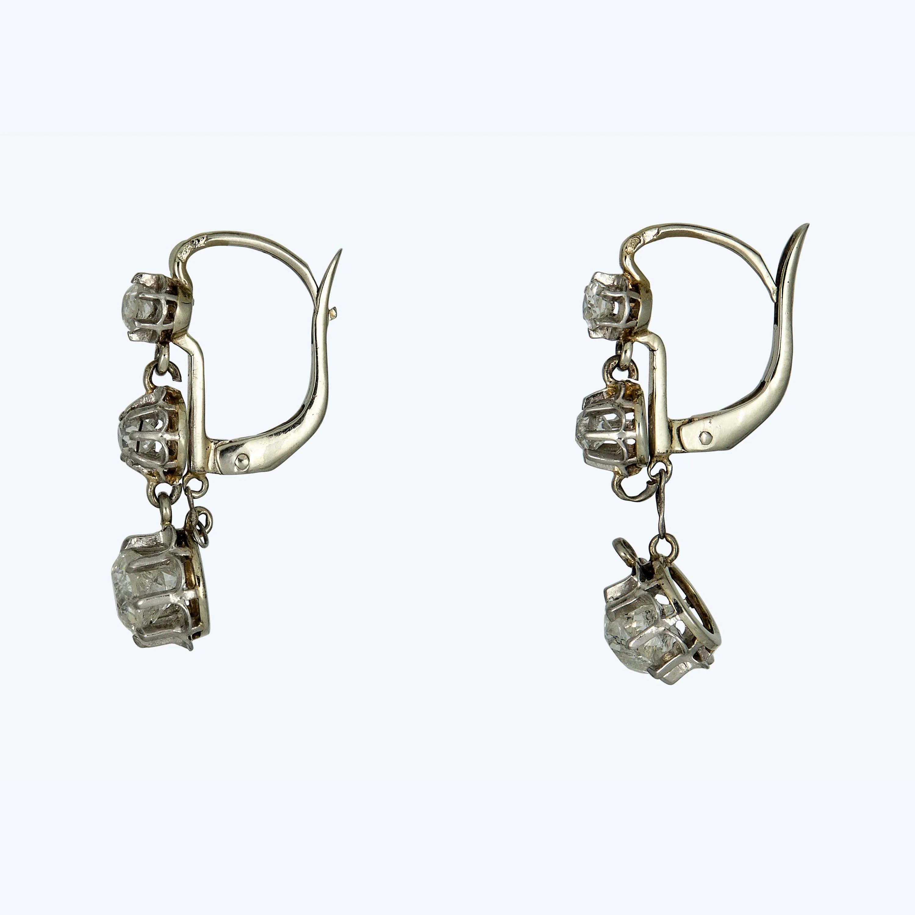 French Art Deco Diamond Dangle Earrings