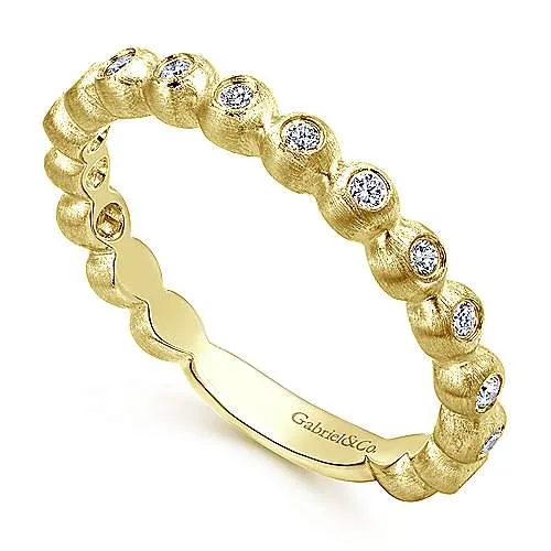 Gabriel & Co Stackable Brushed Metal Diamond Ring