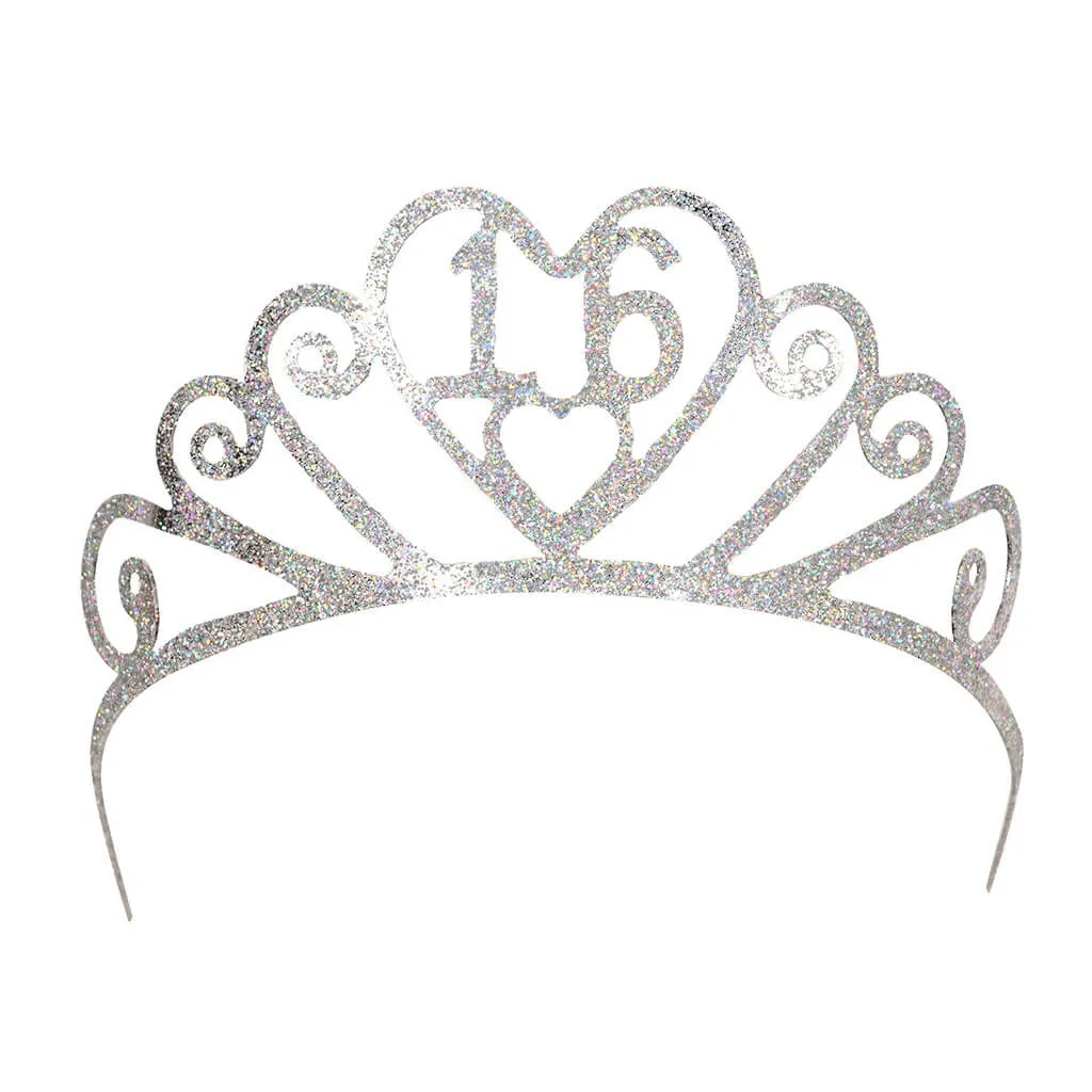 Glittered Metal "16" Tiara