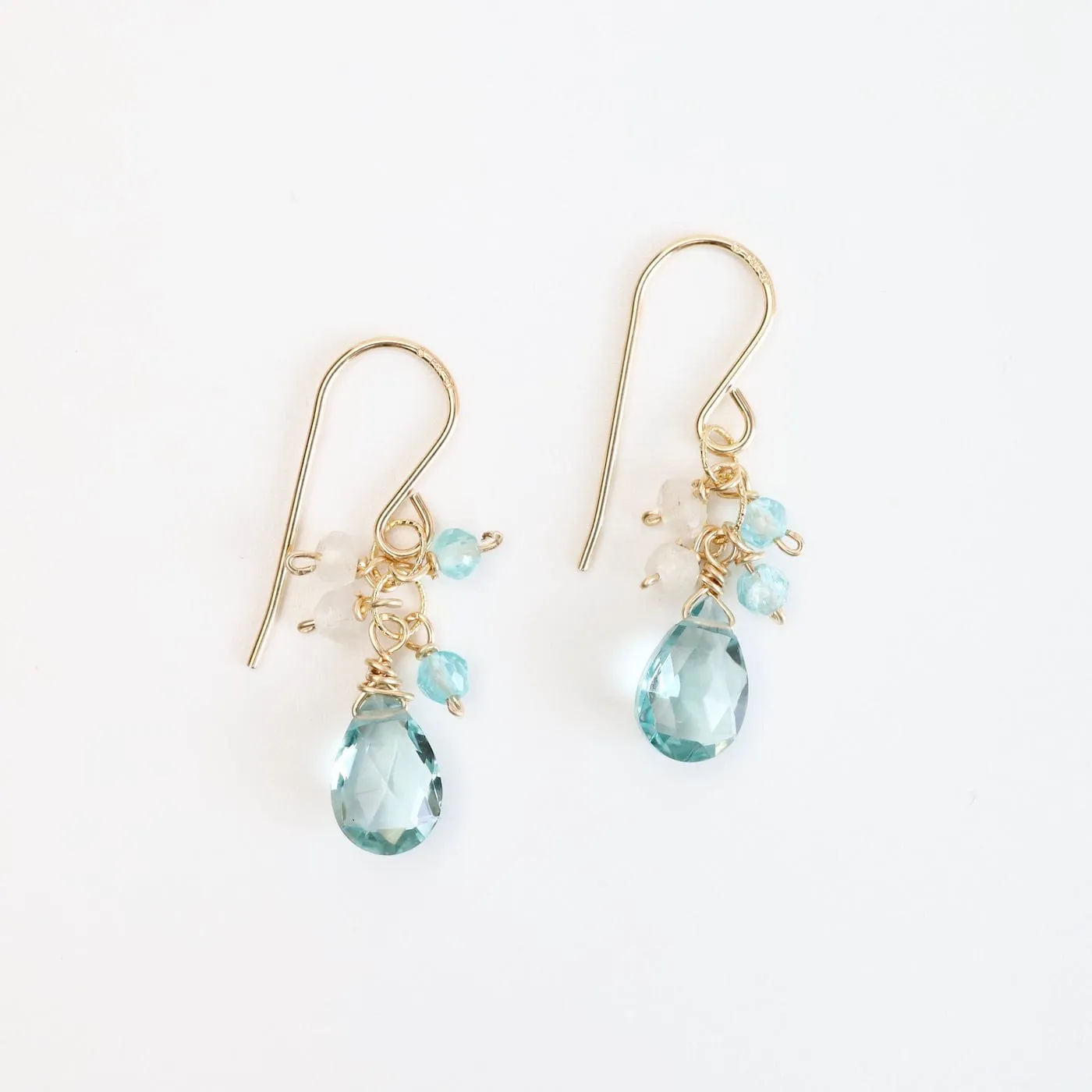 Gold Filled Blue Topaz Rondelle Cluster Earring