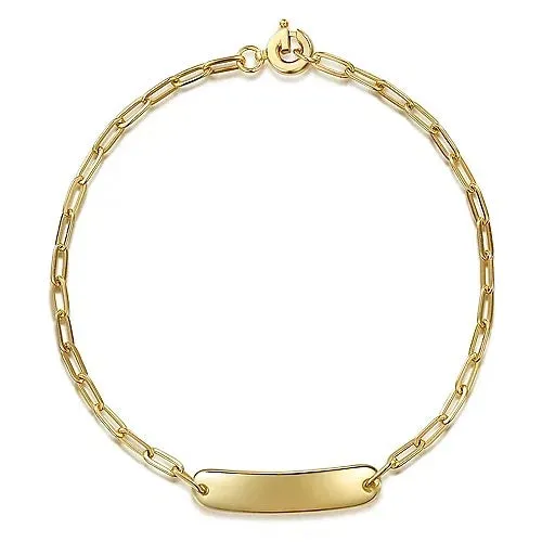 Gold ID Paperclip Chain Bracelet