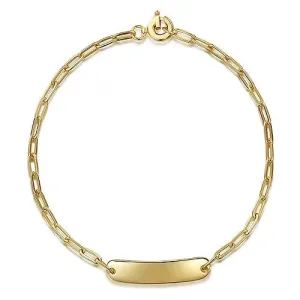 Gold ID Paperclip Chain Bracelet