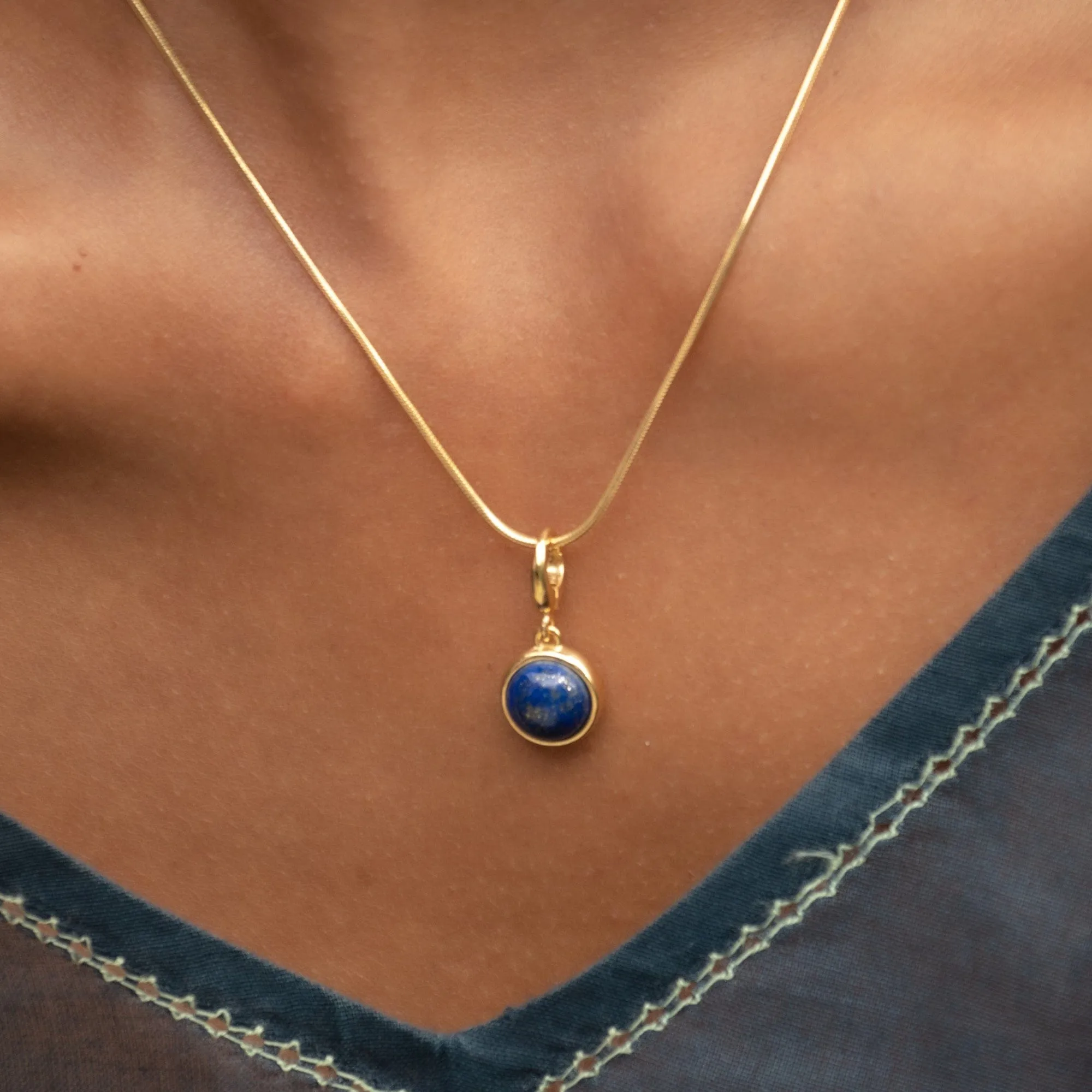 Gold Plated Blue Lapis Healing Stone Necklace (Wisdom)