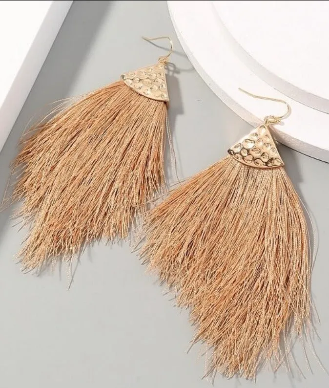 Gold Tassel Fringe Earrings