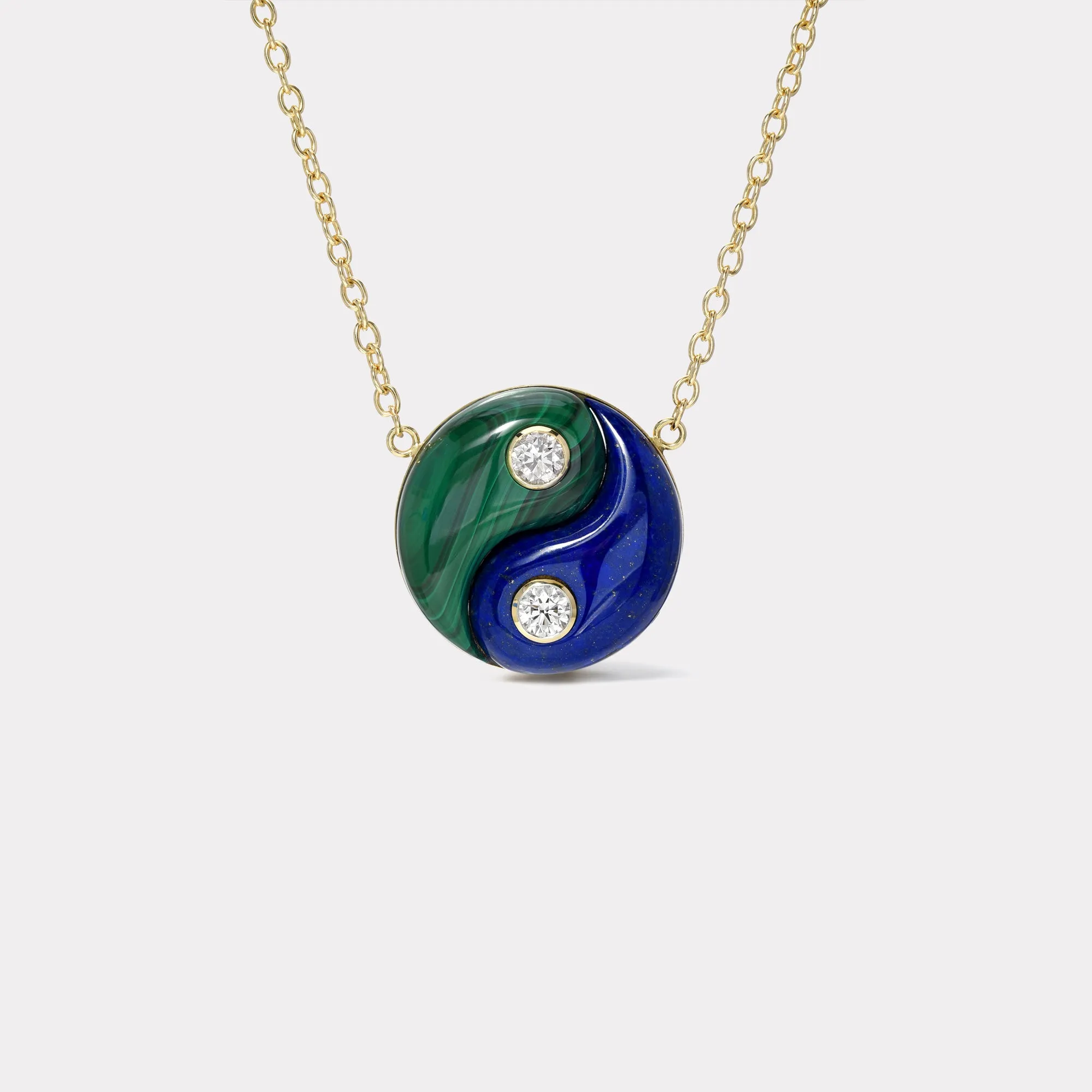 Grandfather Malachite / Lapis Yin Yang Pendant