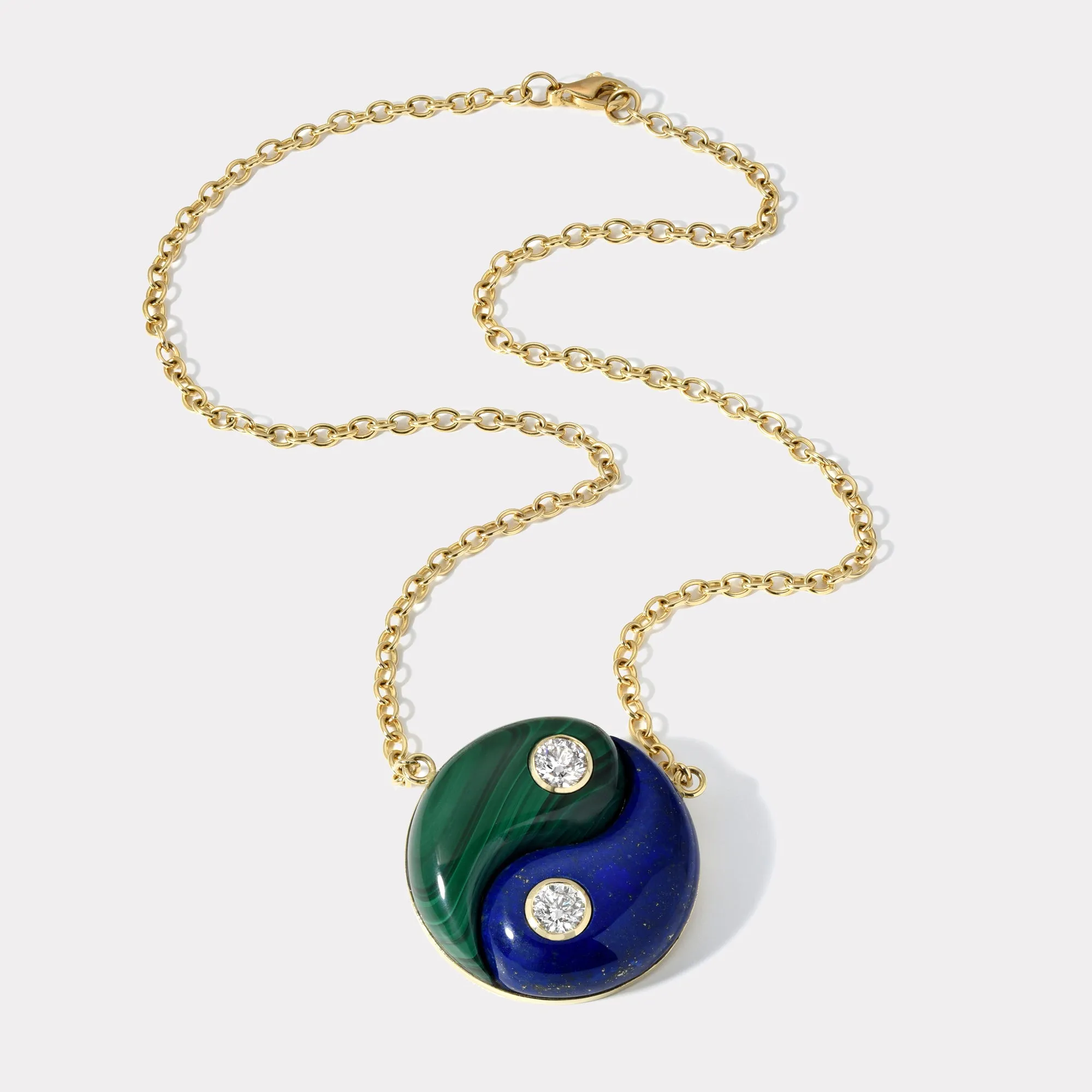 Grandfather Malachite / Lapis Yin Yang Pendant