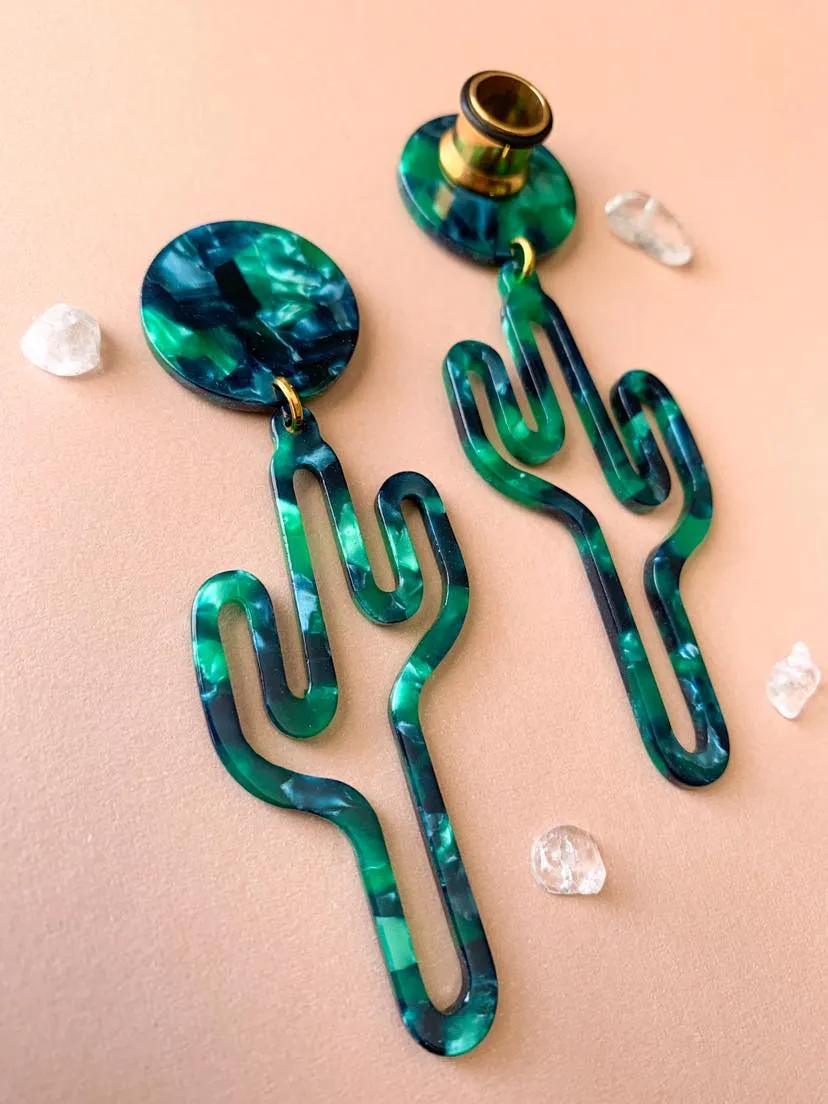 Green Acetate Cactus-Shaped Dangles